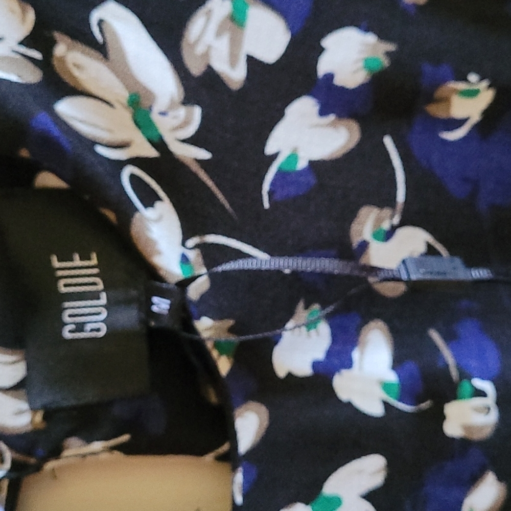 Like New, Goldie, Floral, Mini Skater Dress, Sz M, Black & Blue - Picture 4 of 6